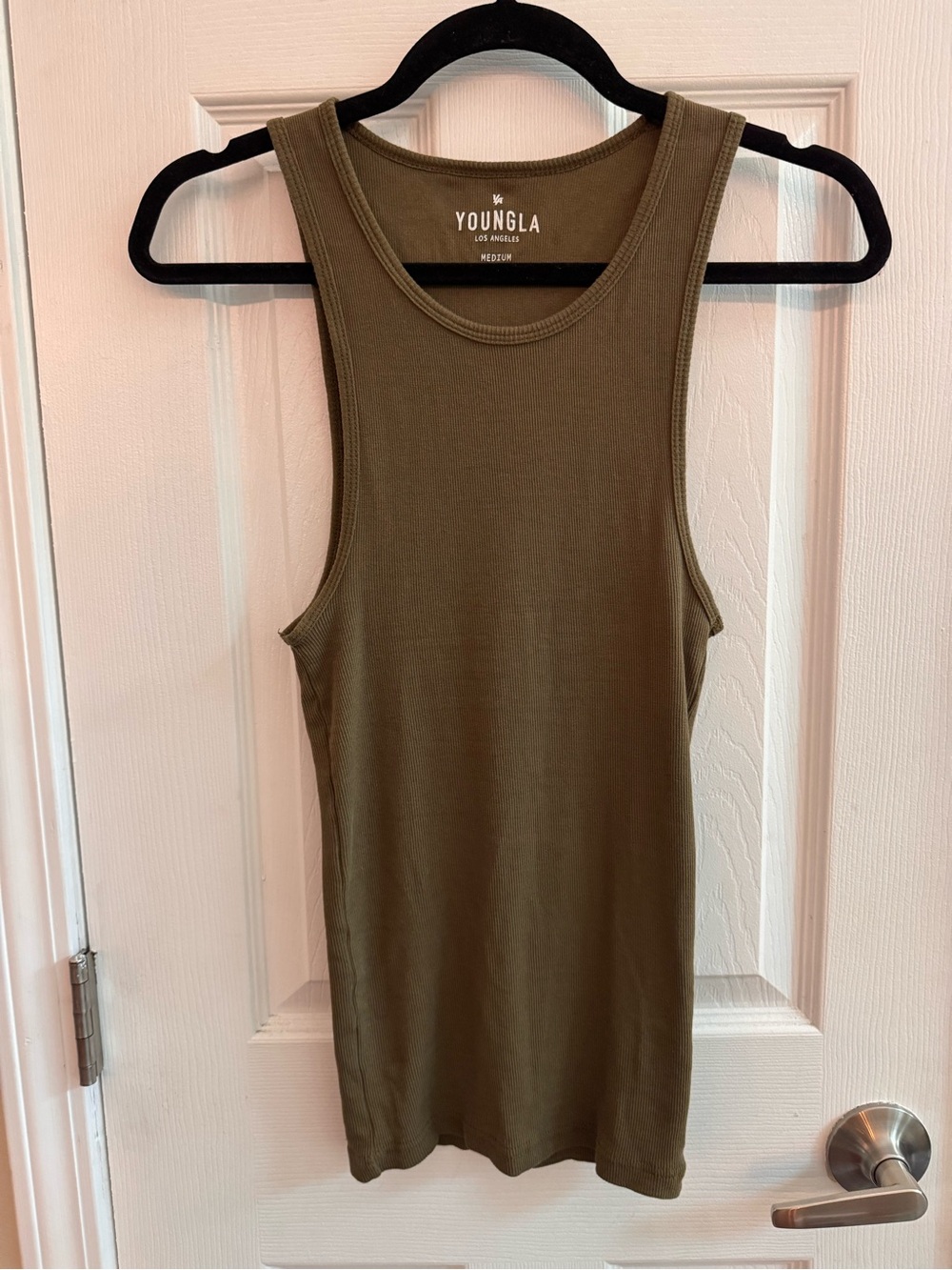 YOUNGLA Ribbed Men’s Green Gym Workout Tank Size Medium